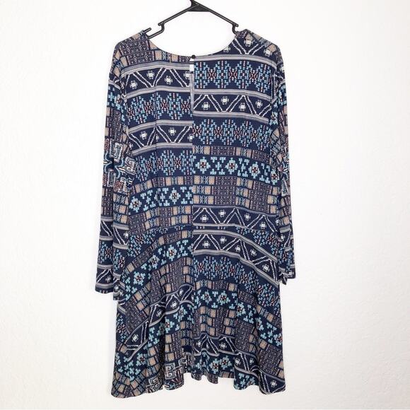 MISA Los Angeles navy blue geometric graphic print shift dress size 1X - Picture 15 of 15